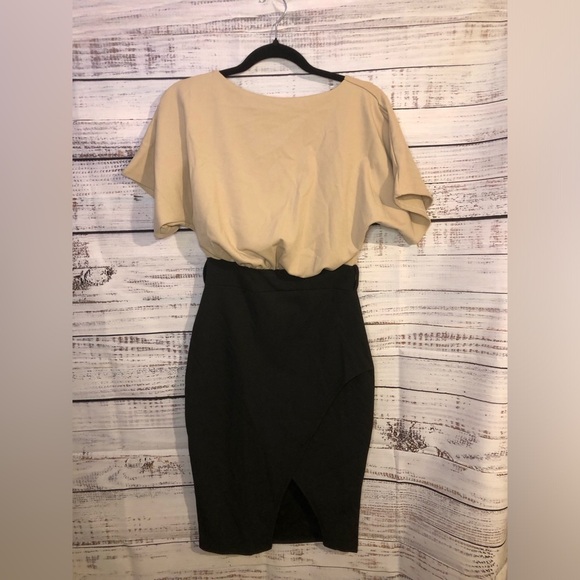 VENUS Beige and Black Midi Dress - Picture 2 of 15